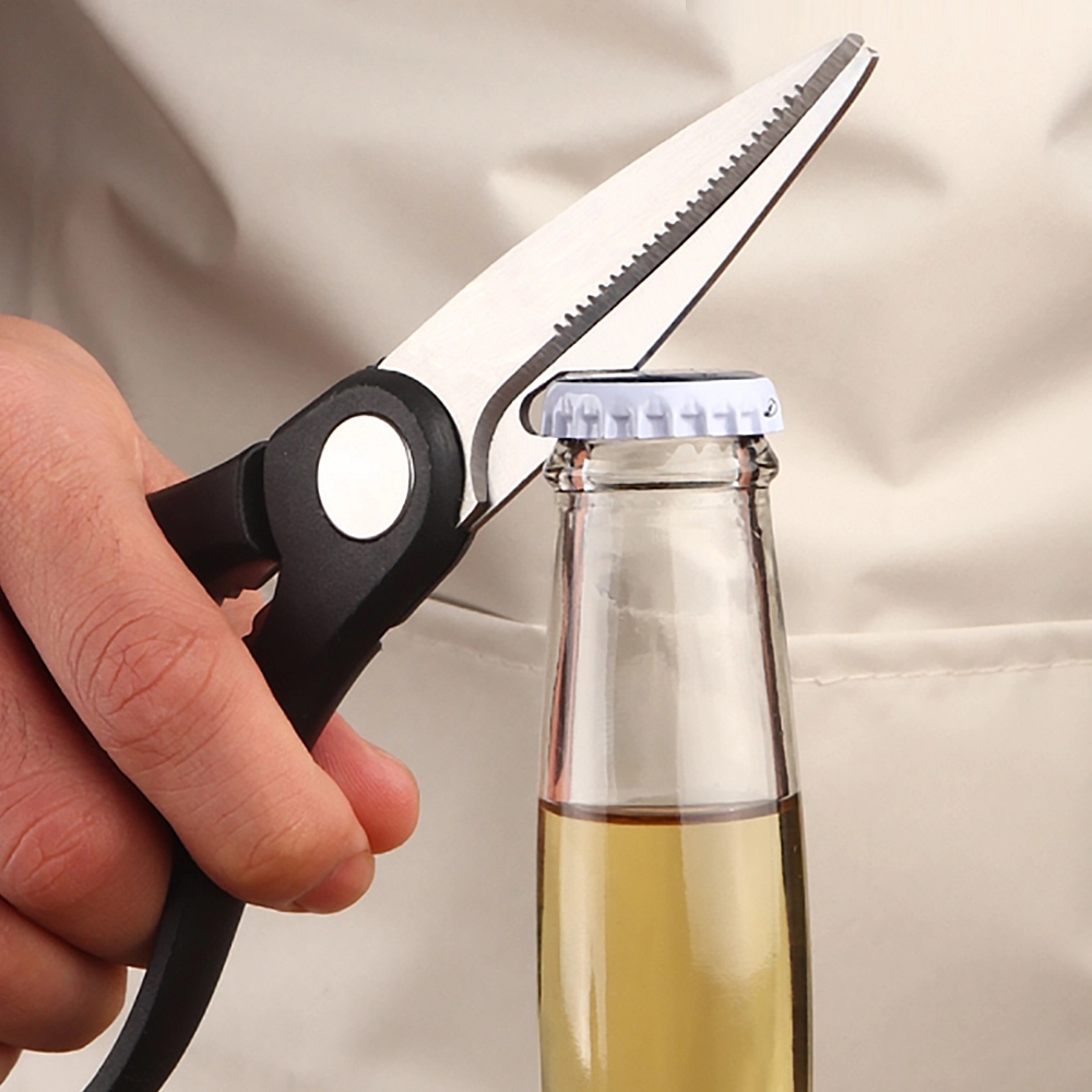 3-in-1 Kitchen Scissors: Scissor, Bottle Opener, Walnut Clip