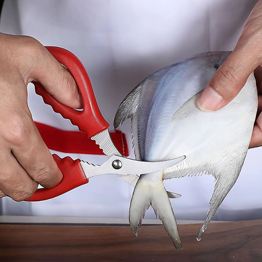Curved Stainless Steel Seafood Scissors for Home Kitchens