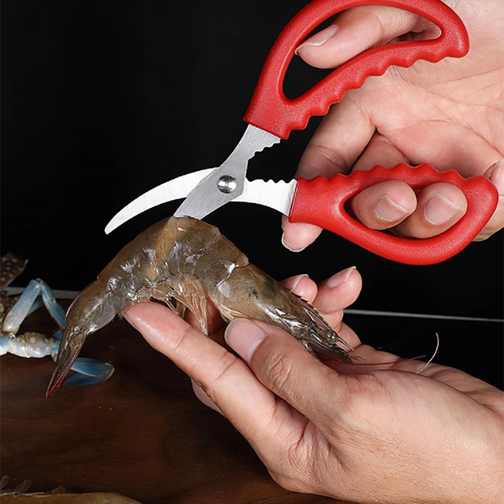 Curved Stainless Steel Seafood Scissors for Home Kitchens