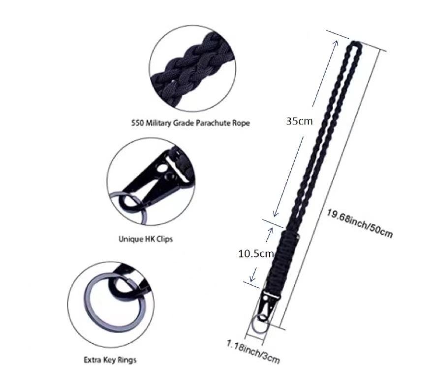 Woven Umbrella Rope Phone Lanyard with Eagle Claw Clasp