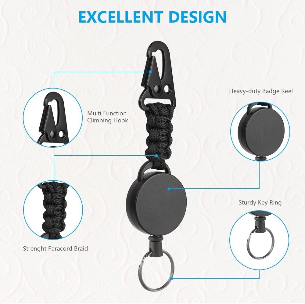 Heavy-Duty Retractable Keychain with Zinc Alloy Eagle Mouth