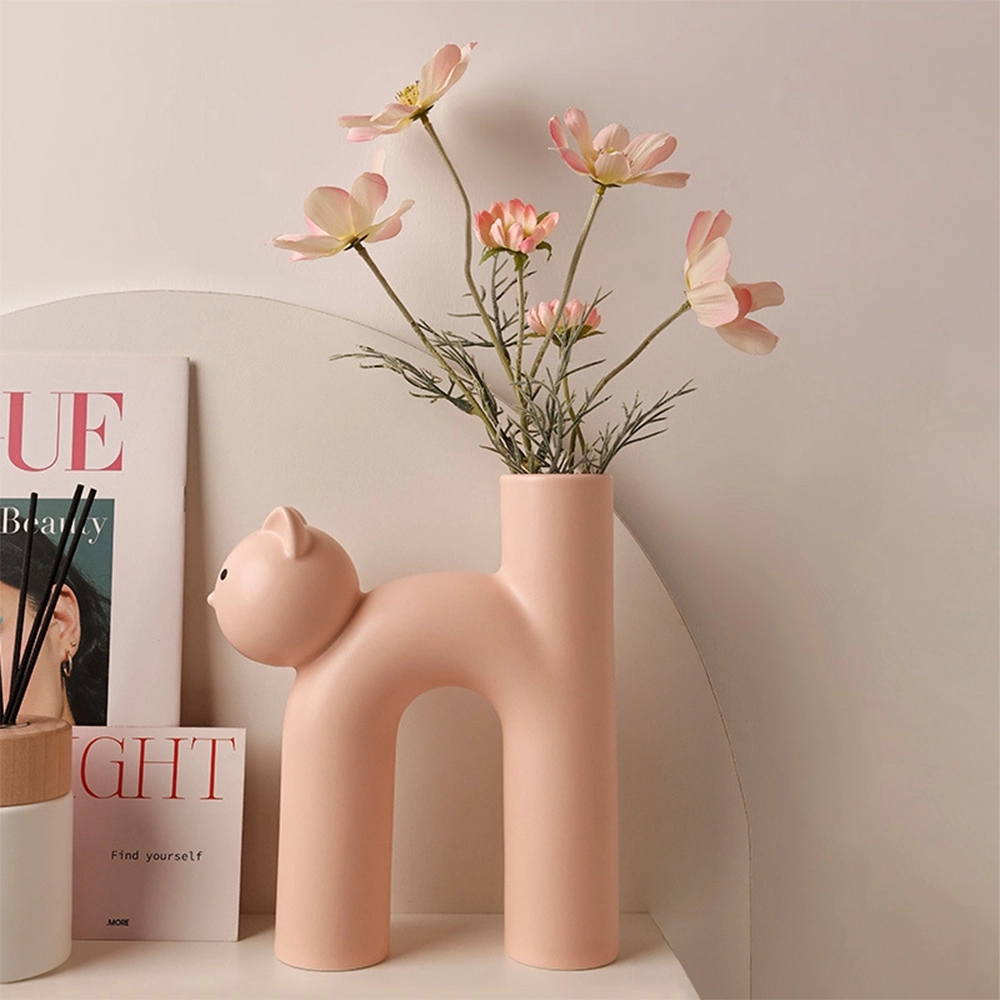 Ceramic Cat-Shaped Tube Vase