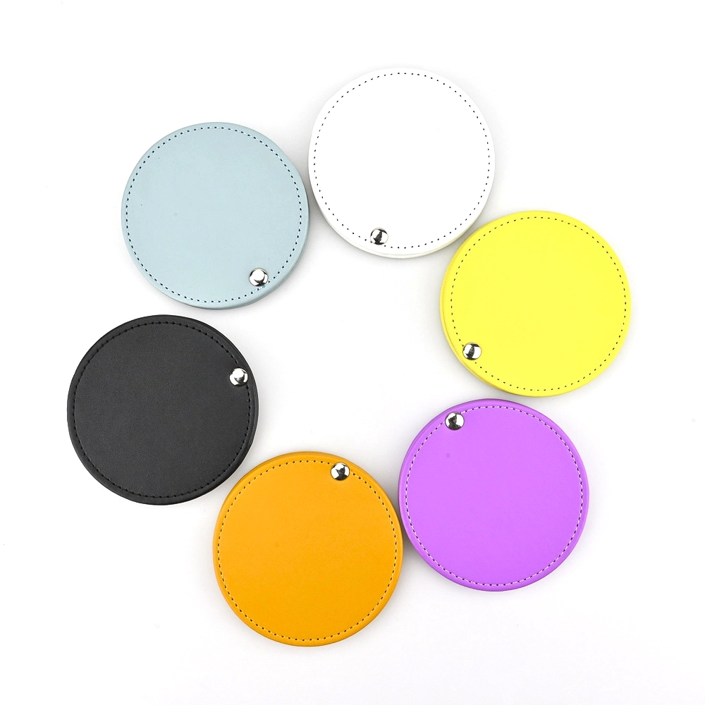 Portable Round PU Makeup Mirror
