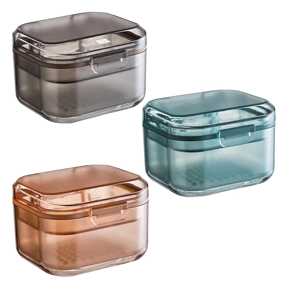 Multipurpose Denture Bath Case with Strainer Basket