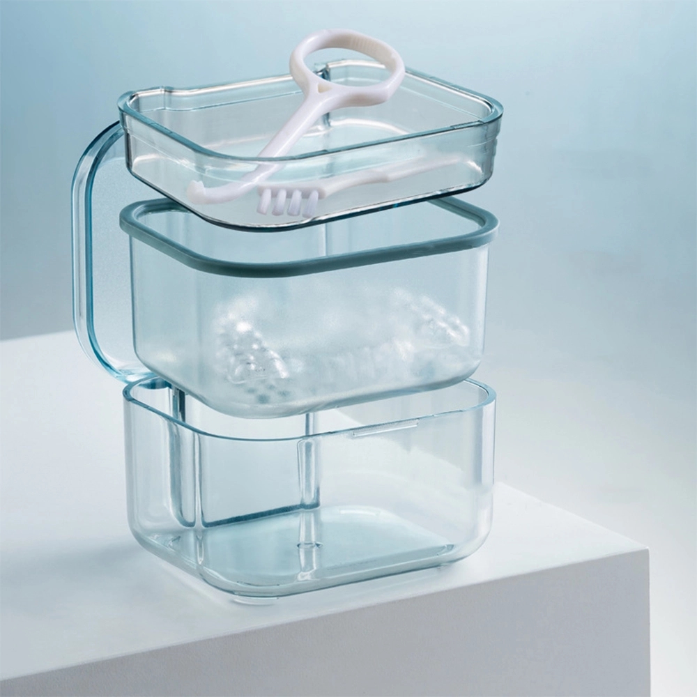 Multipurpose Denture Bath Case with Strainer Basket