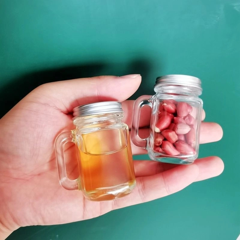1 oz Classic Glass Mini Mason Jars with Lids & Handles