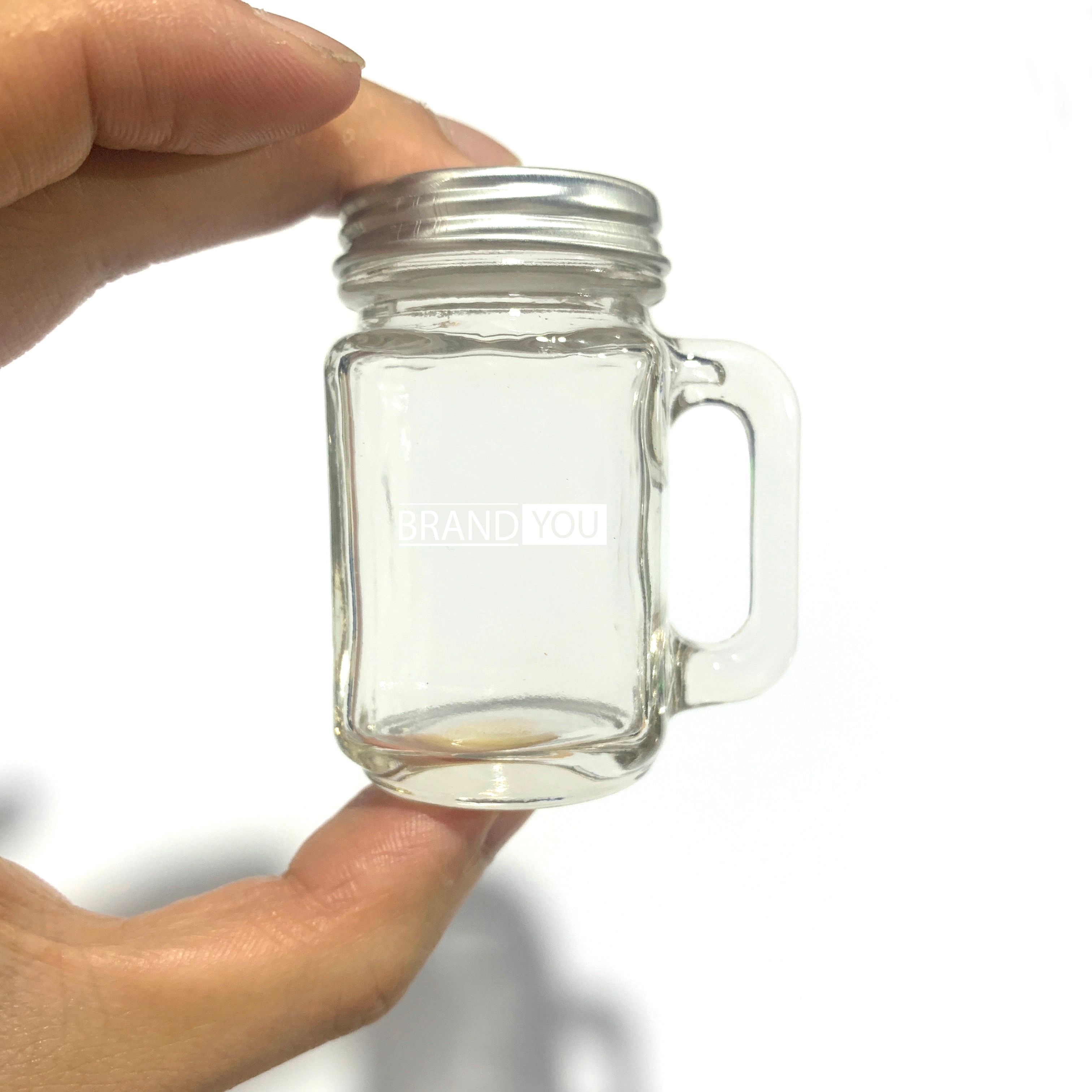 1 oz Classic Glass Mini Mason Jars with Lids & Handles