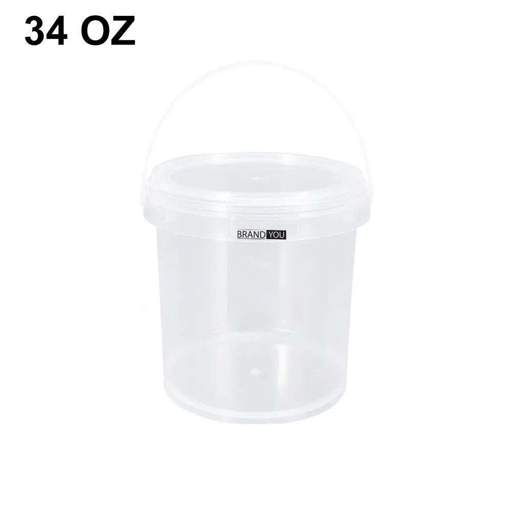 34 oz Portable Transparent Plastic Bucket for Varied Storage