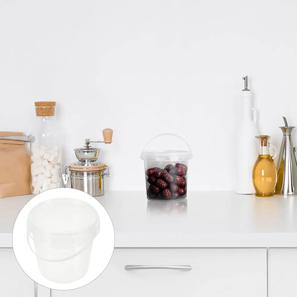 34 oz Portable Transparent Plastic Bucket for Varied Storage