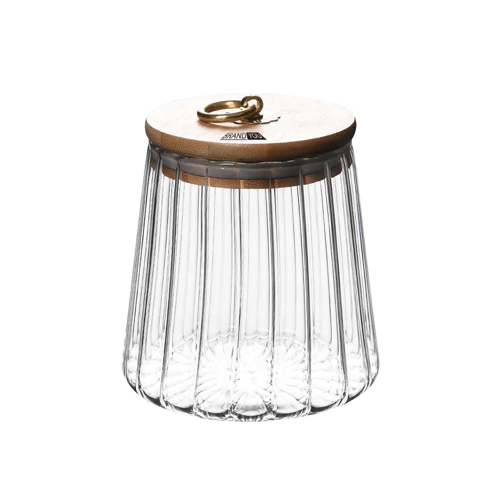 21 oz Transparent Glass Seal Jar with Petal Design With Lid
