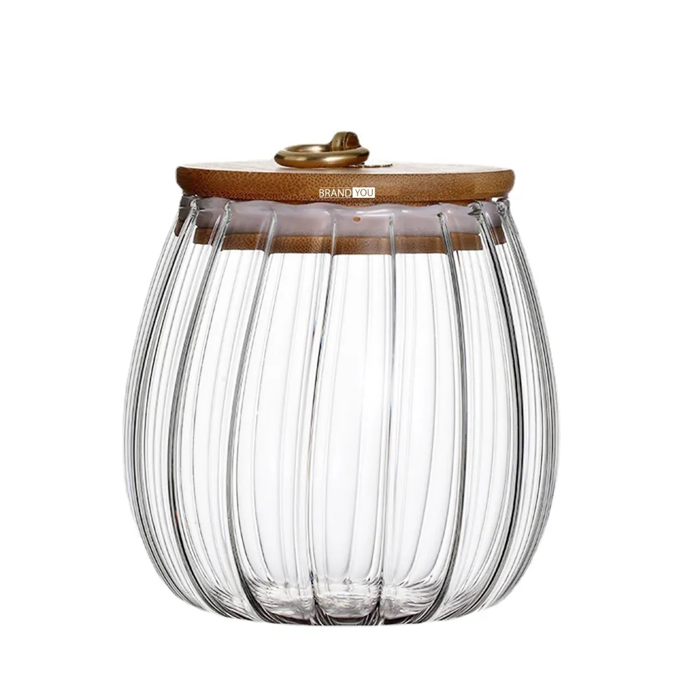 25oz Petal Glass Jar with Bamboo Lid for Food Storage