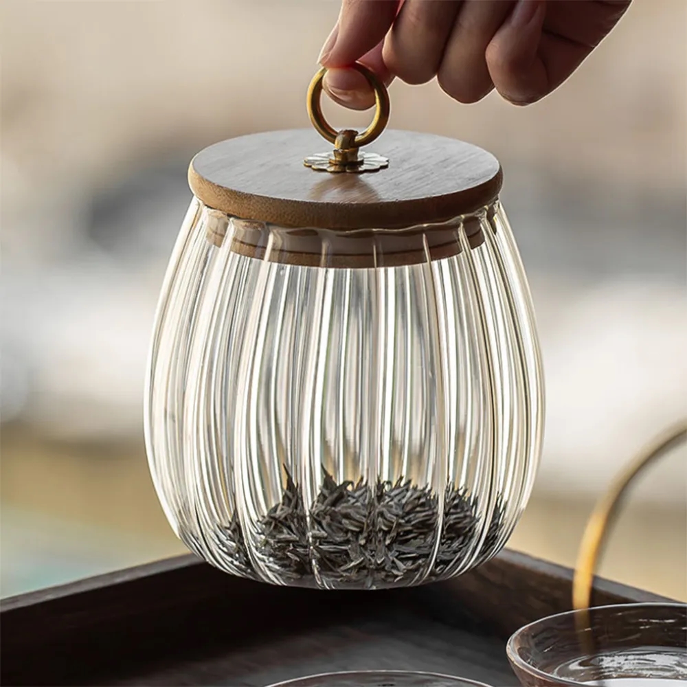 25oz Petal Glass Jar with Bamboo Lid for Food Storage