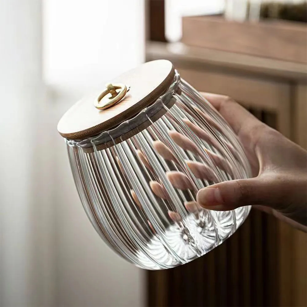25oz Petal Glass Jar with Bamboo Lid for Food Storage