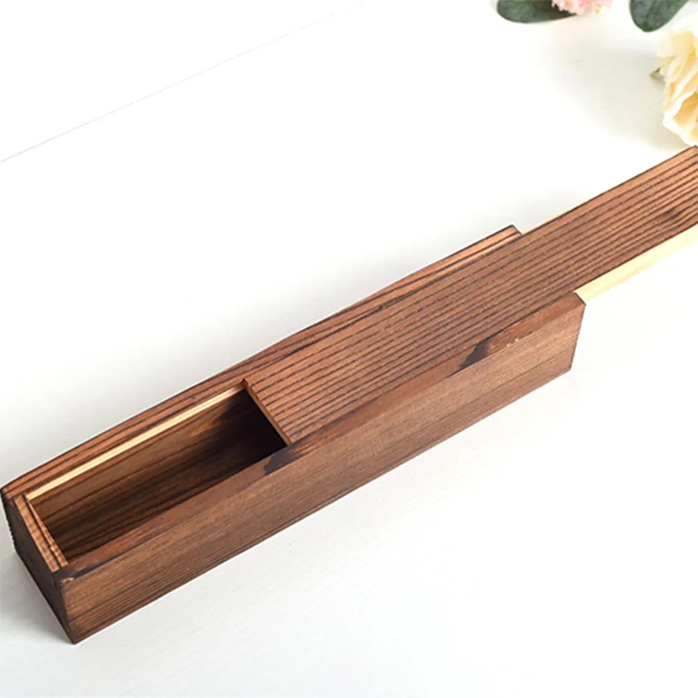 Matchbox-Style Wooden Storage Box - Charred Black Finish