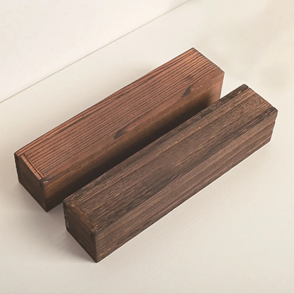 Matchbox-Style Wooden Storage Box - Charred Black Finish