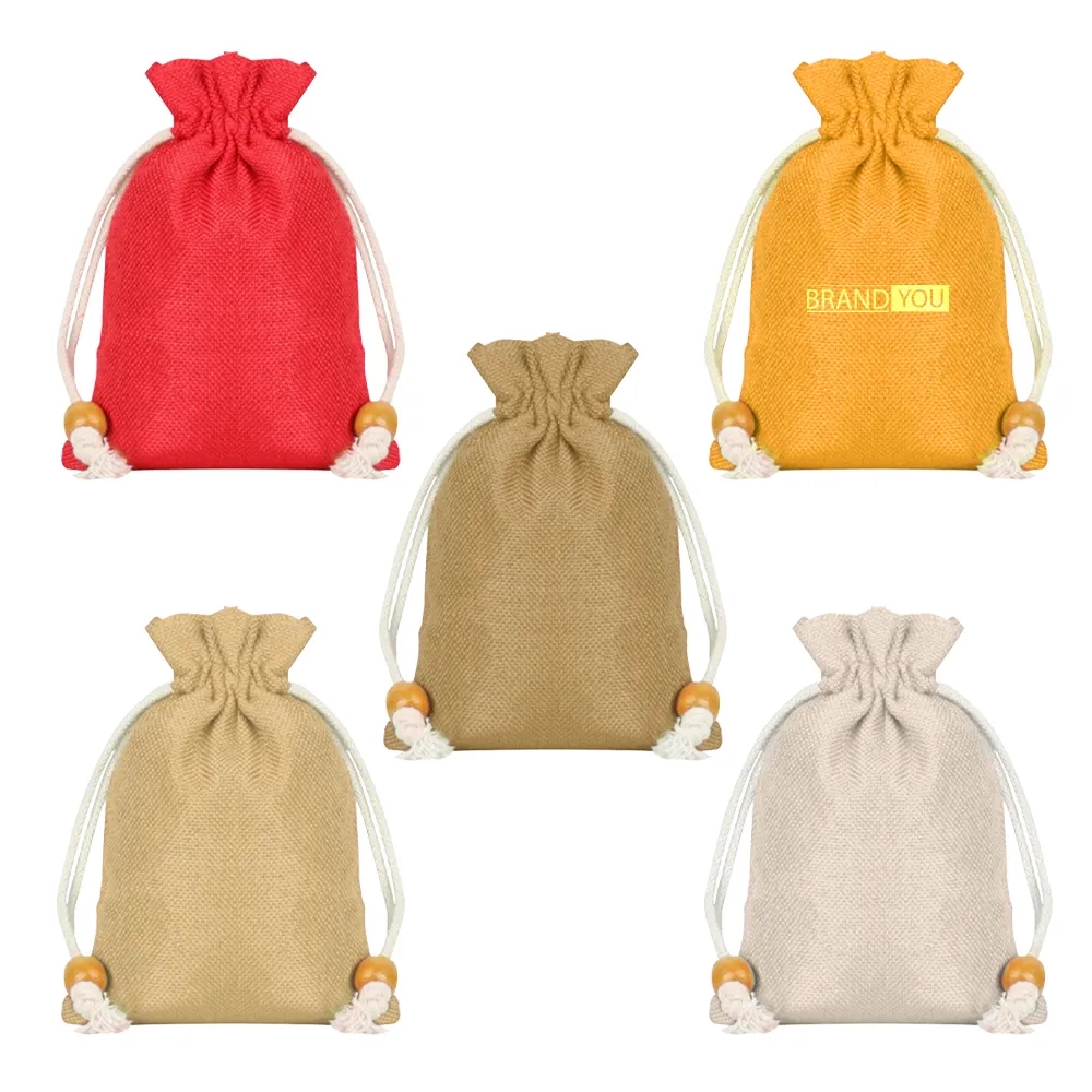 Cotton Linen Drawstring Bag Storage Gift Pouch