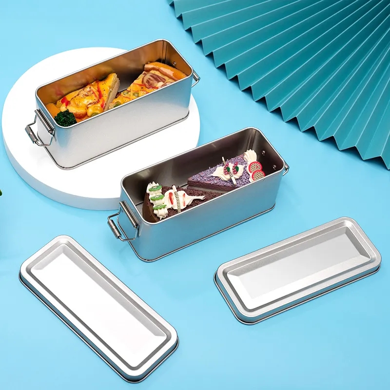 Square Metal Tin Box w/ Buckle Closure