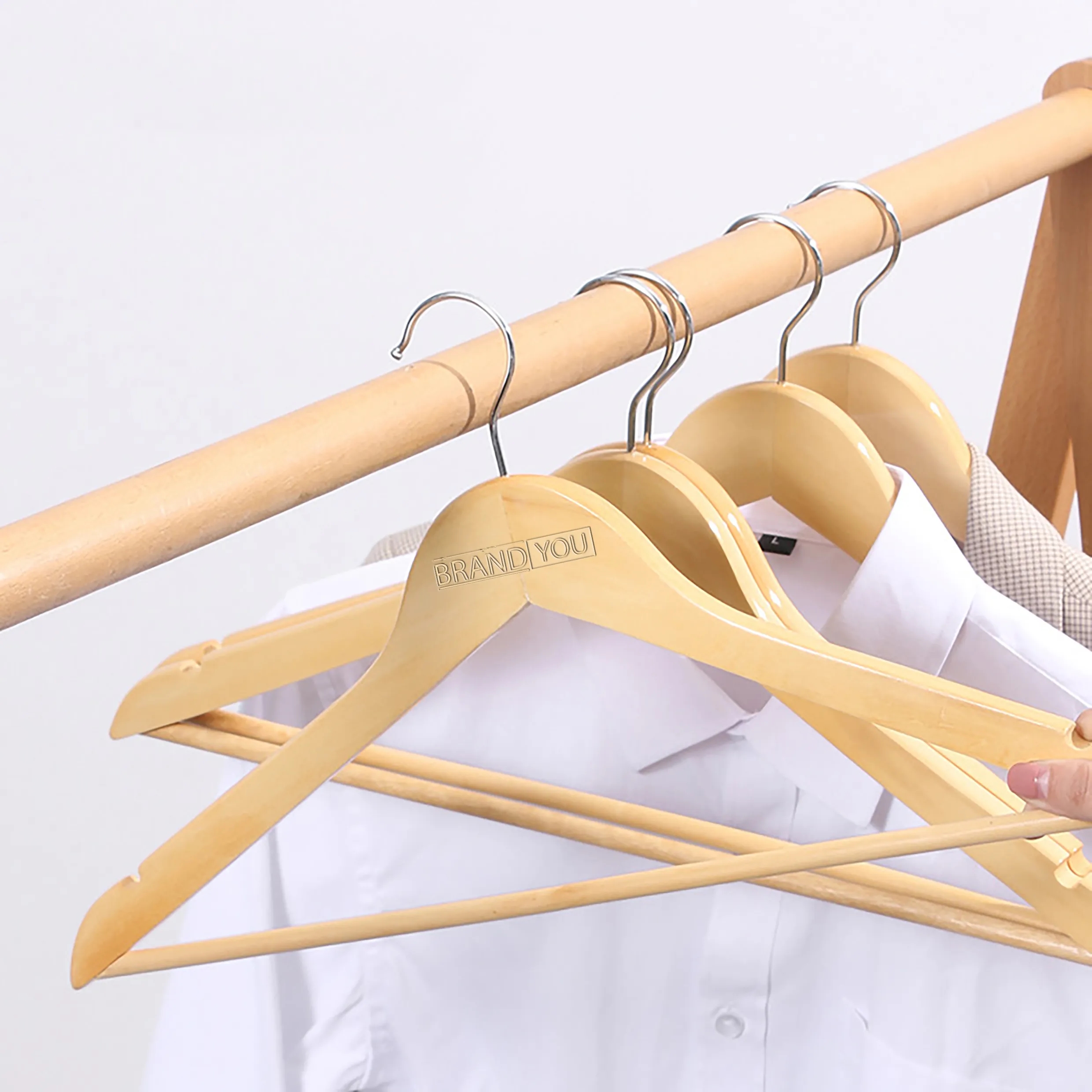 Premium Solid Wood Hangers for Clothing Stores and Hotels