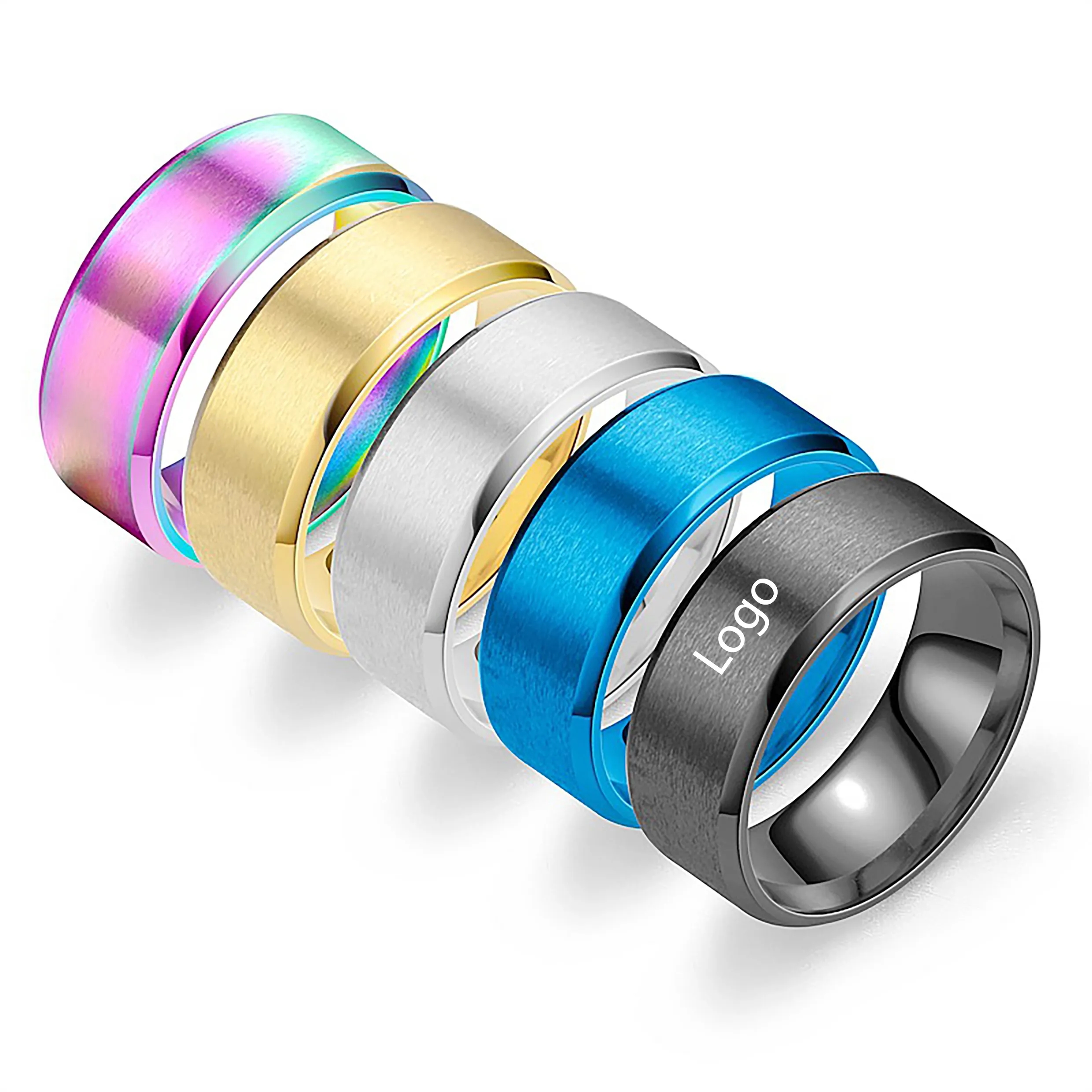 8mm Wide Stainless Steel Matte Statement Band Ring