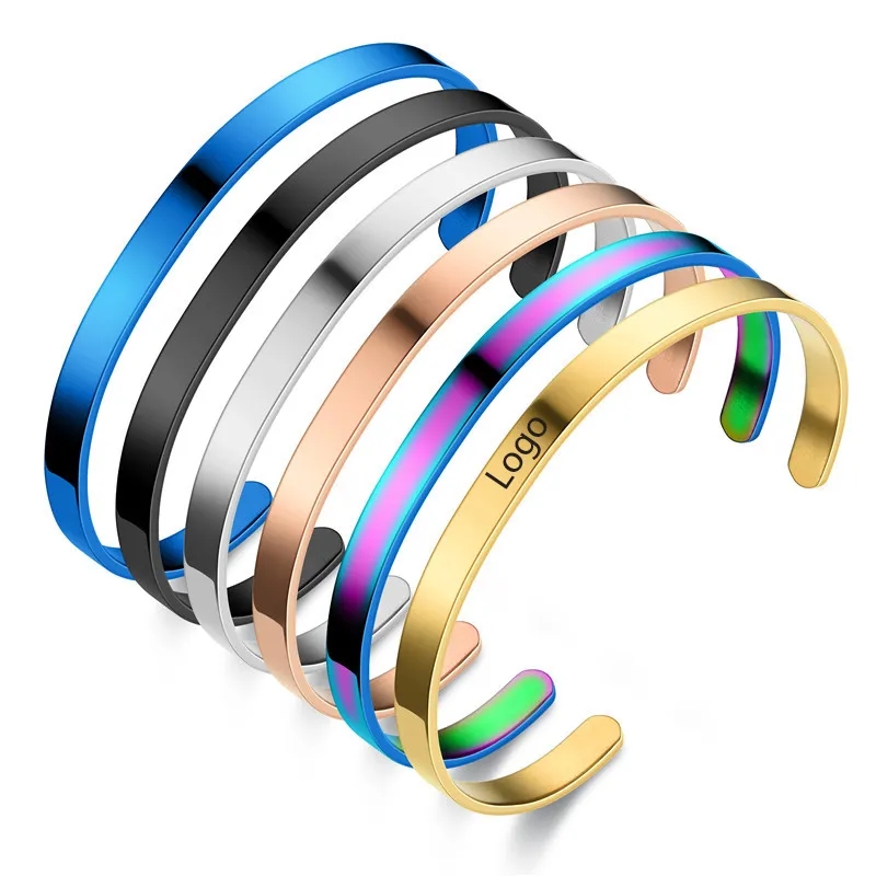 10mm Wide Stainless Steel Open Bangle