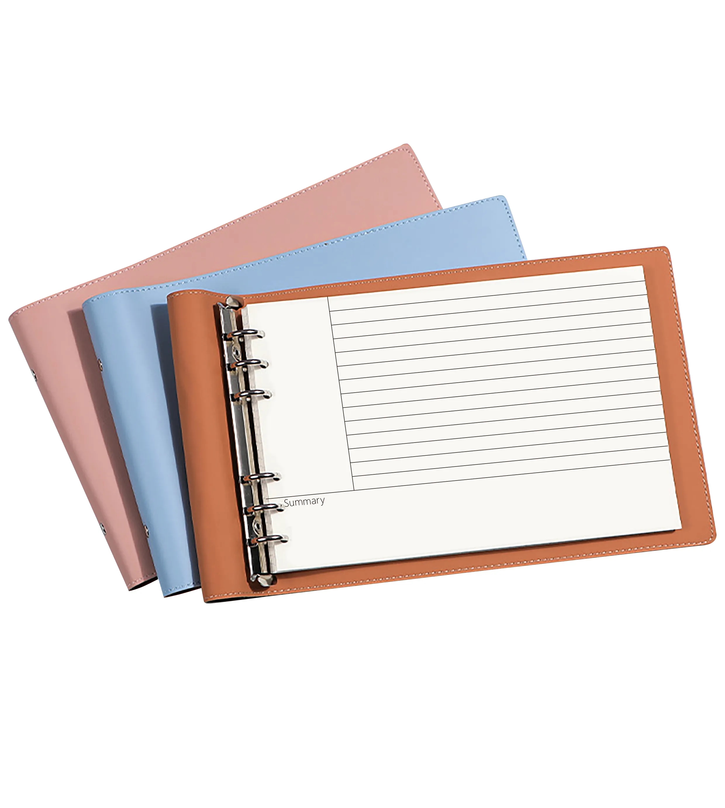 A4 Soft Leather Ring Binder Lined Notebook