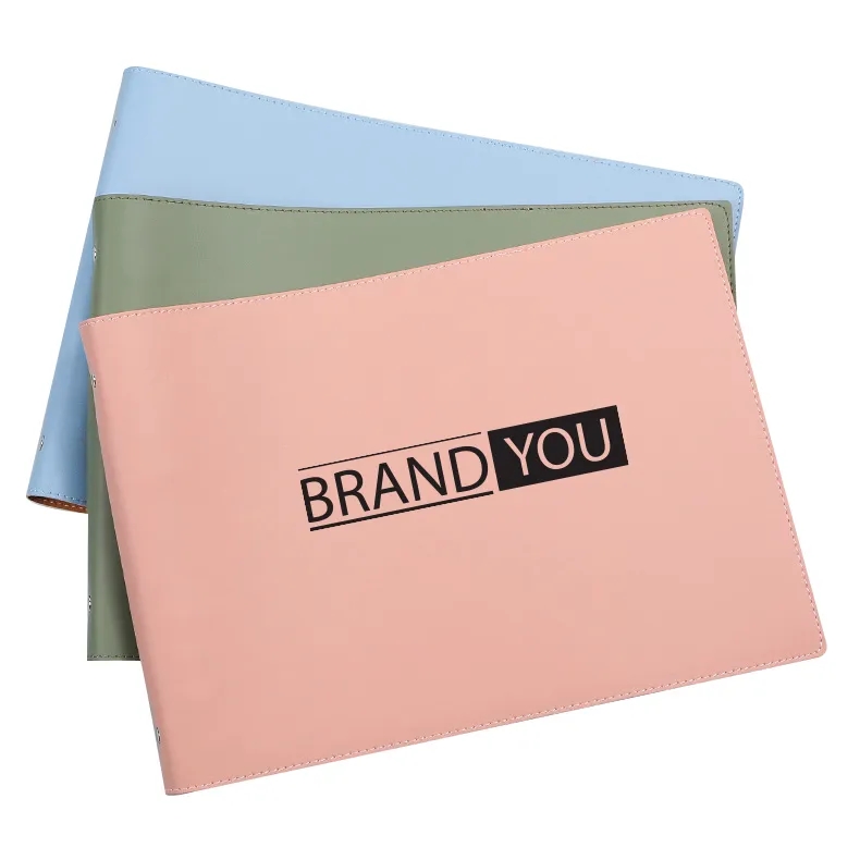 A4 Soft Leather Ring Binder Lined Notebook