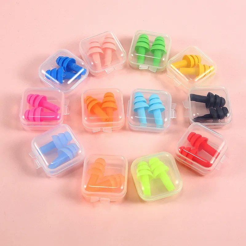 Waterproof Reusable Soft Silicone Ear Plugs w/ Clear Case
