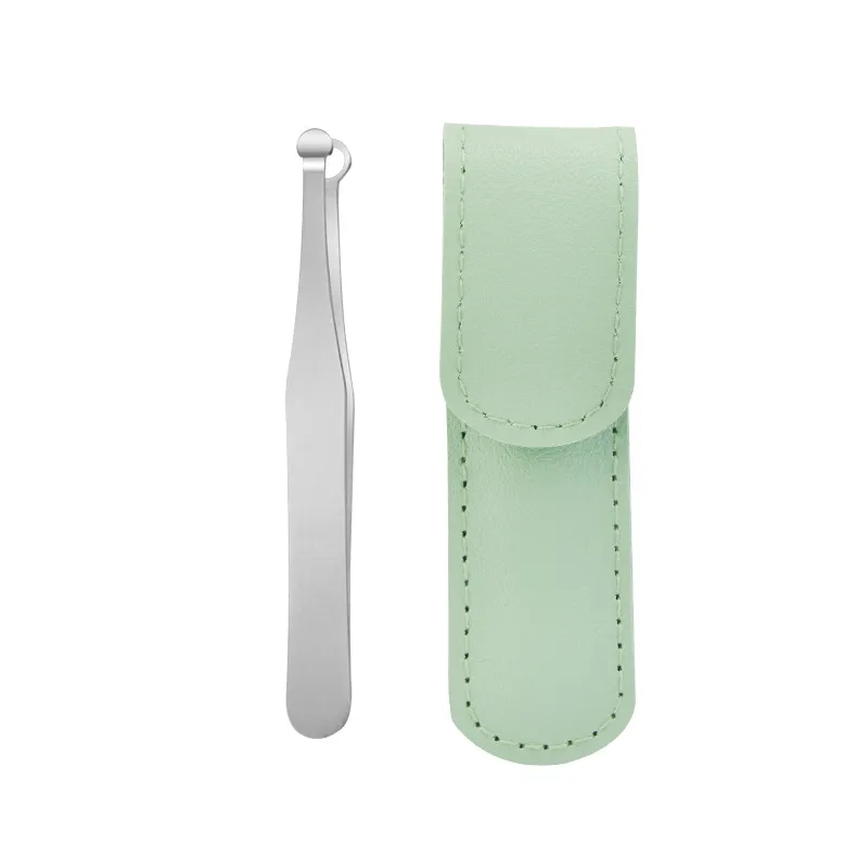Stainless Steel Nose Hair Trimmer Round Tip w/ Leather Case