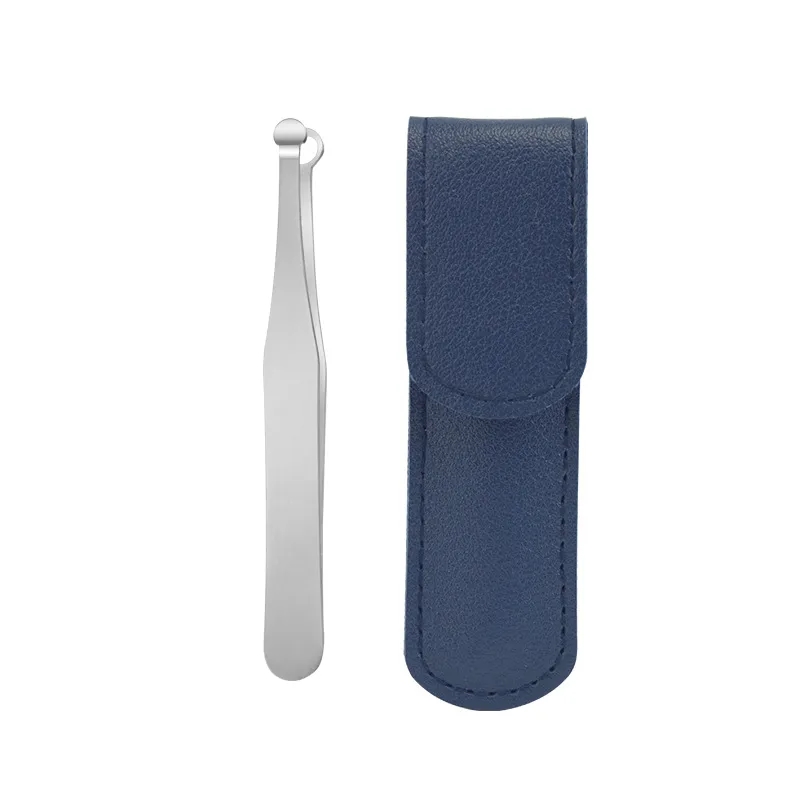 Stainless Steel Nose Hair Trimmer Round Tip w/ Leather Case