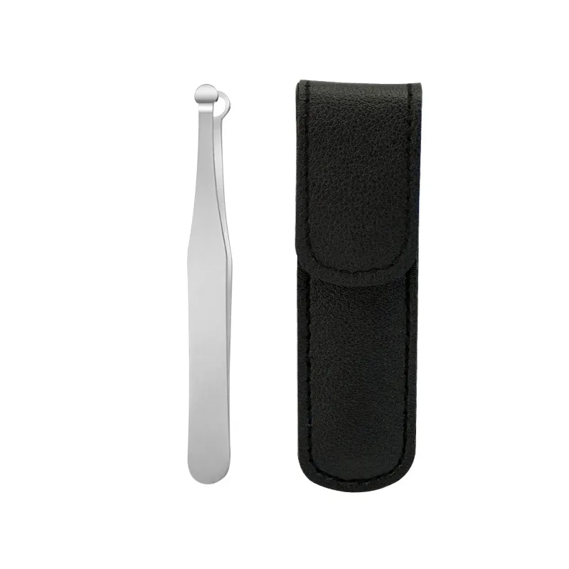 Stainless Steel Nose Hair Trimmer Round Tip w/ Leather Case