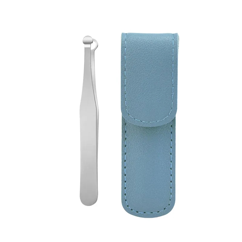 Stainless Steel Nose Hair Trimmer Round Tip w/ Leather Case
