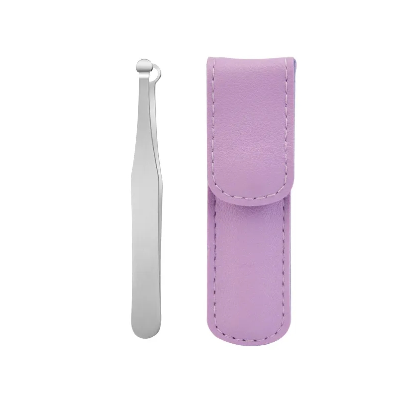 Stainless Steel Nose Hair Trimmer Round Tip w/ Leather Case