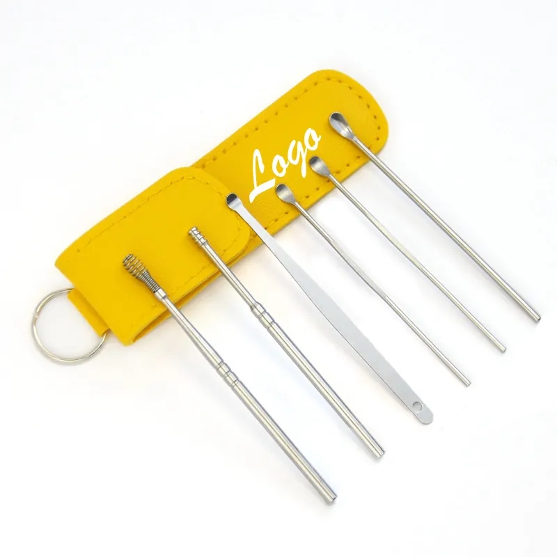 Ear Pick Set 6-Piece Earwax Removal Tools w/ Leather Case