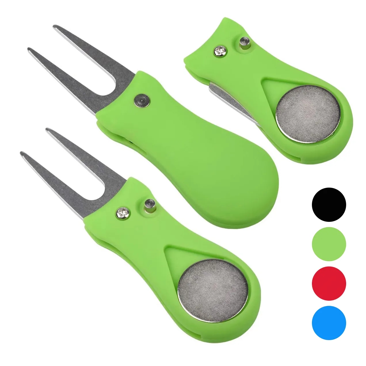 Foldable Golf Divot Repair Tool w/ Magnetic Pop-up Button