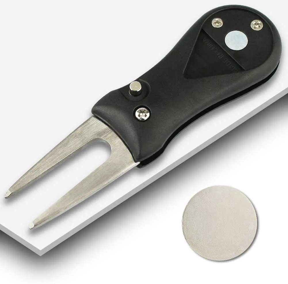 Foldable Golf Divot Repair Tool w/ Magnetic Pop-up Button