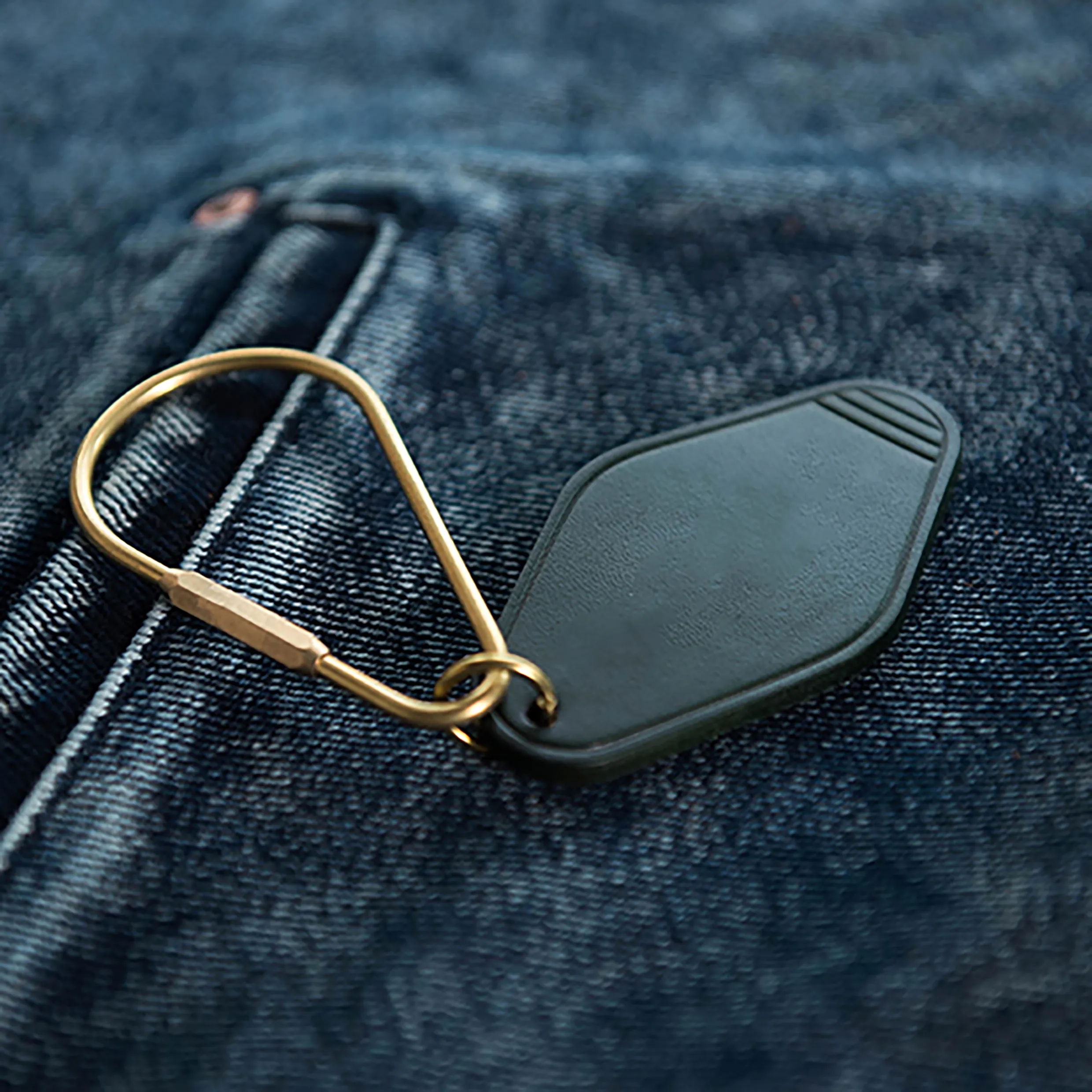 Personalized Leather Hotel Motel Keychain w/ Brass Key Ring