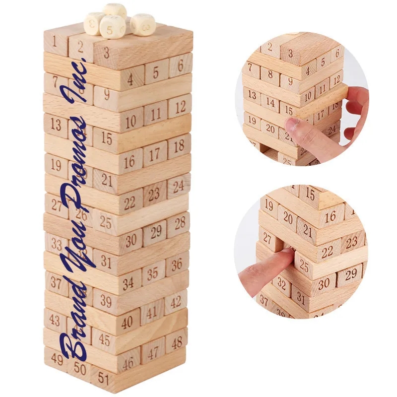 Digital Stacking Building Brick Tower Game 51pcs Four Dices