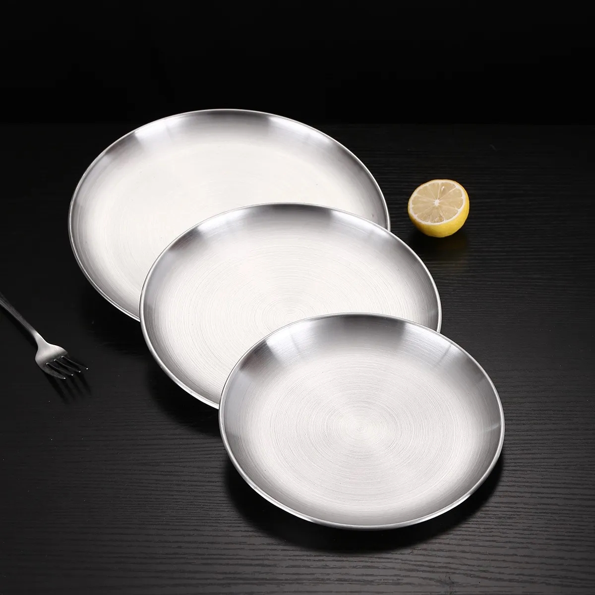 8" Reusable Stainless Steel Camping Plate Dishwasher Safe