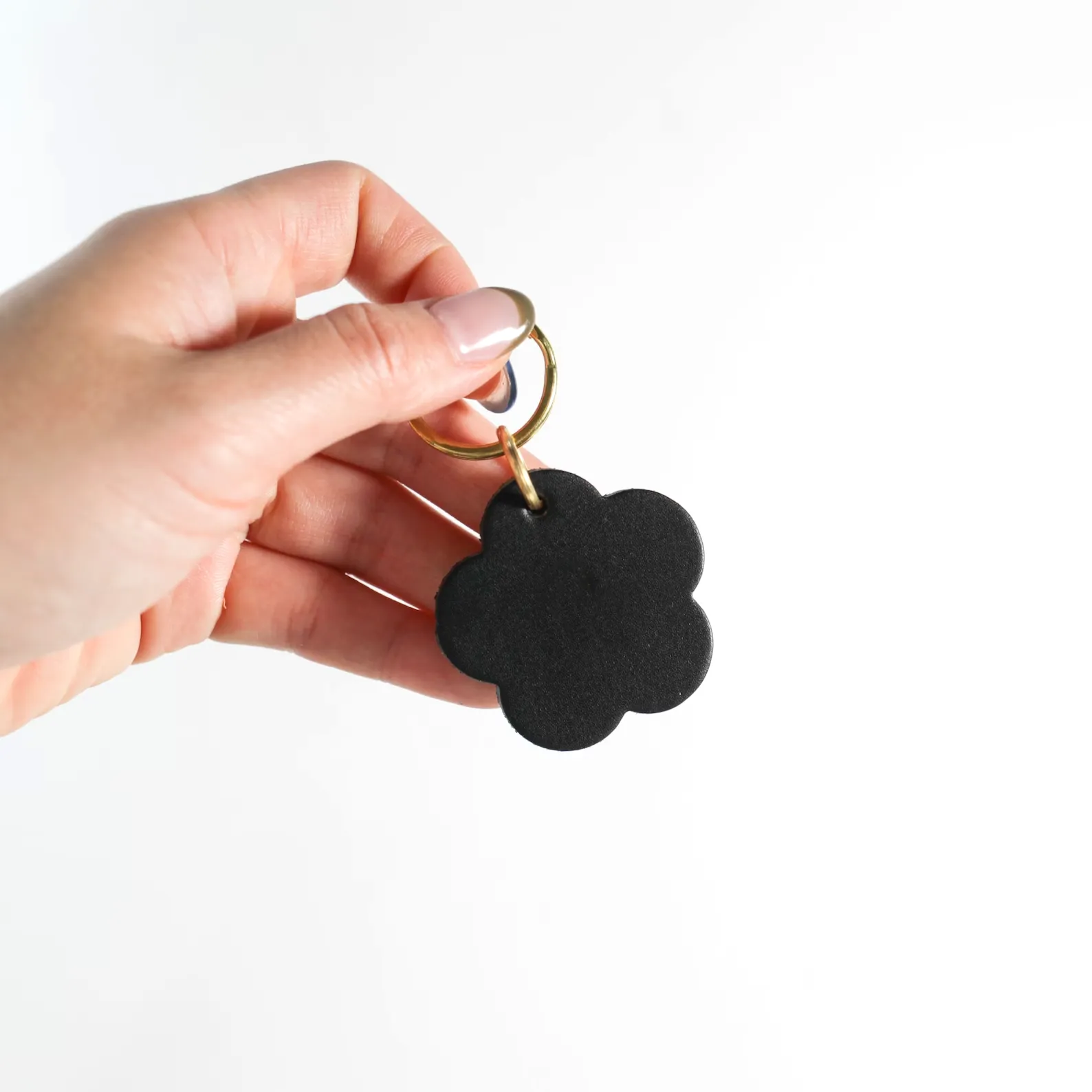 Personalized Leather Flower Keychain Gift Monogrammed