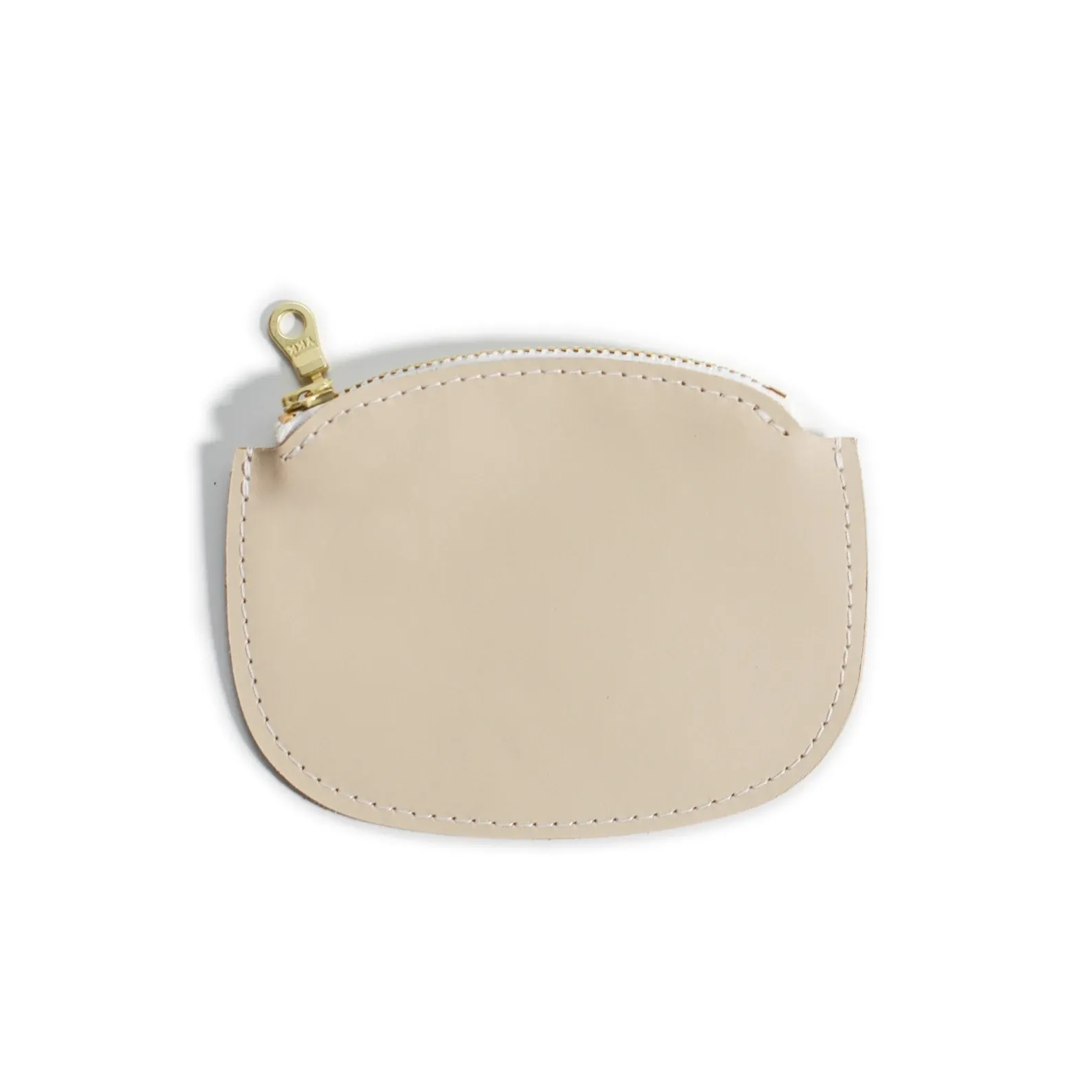 Round Pebbled Leather Zipper Pouch Purse