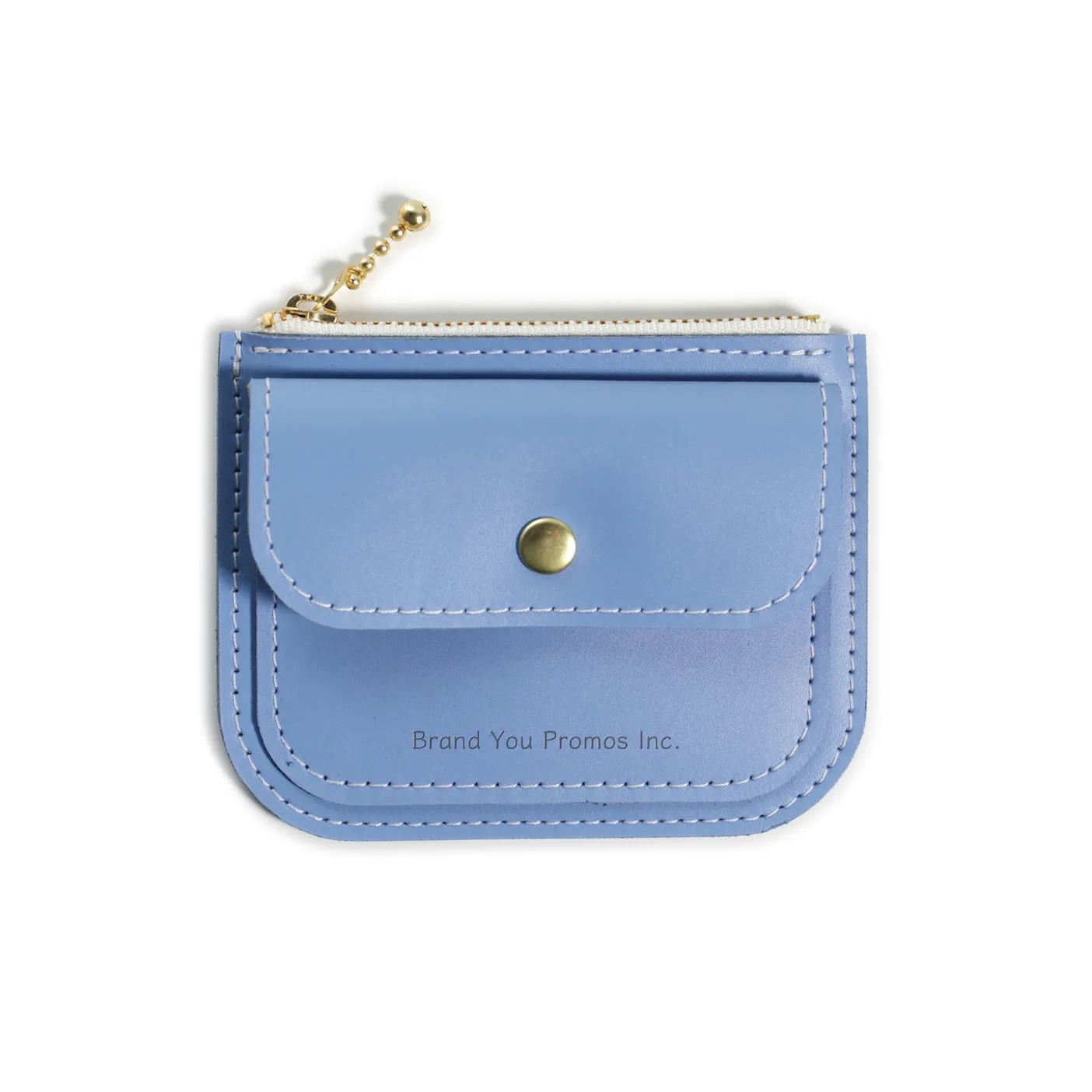 Monogram Leather Mini Wallet Zip Pouch Snap Closure