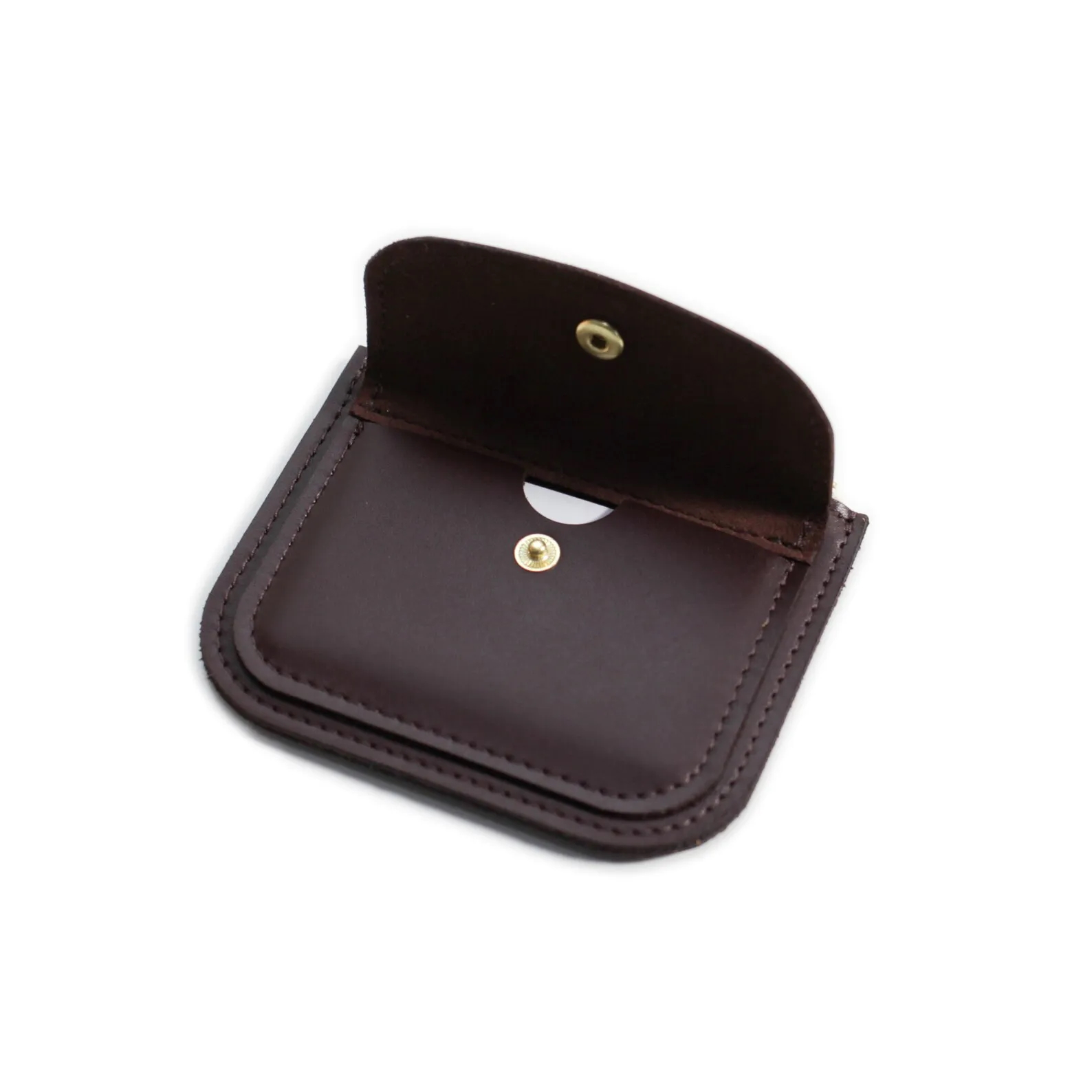 Monogram Leather Mini Wallet Zip Pouch Snap Closure