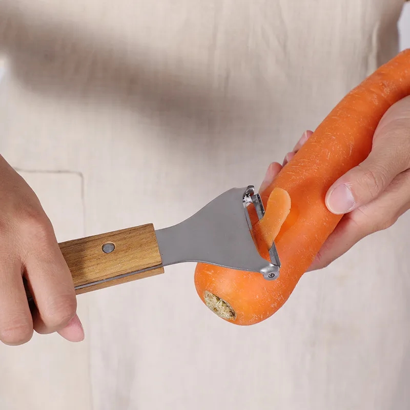 Stainless Steel Vegetable Peeler with Wood Handle