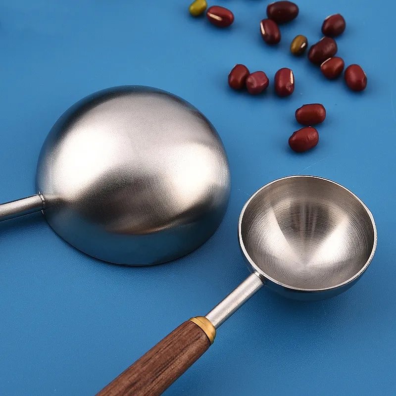 1 Cup Stainless Steel Measuring Spoon w/ Walnut Handle