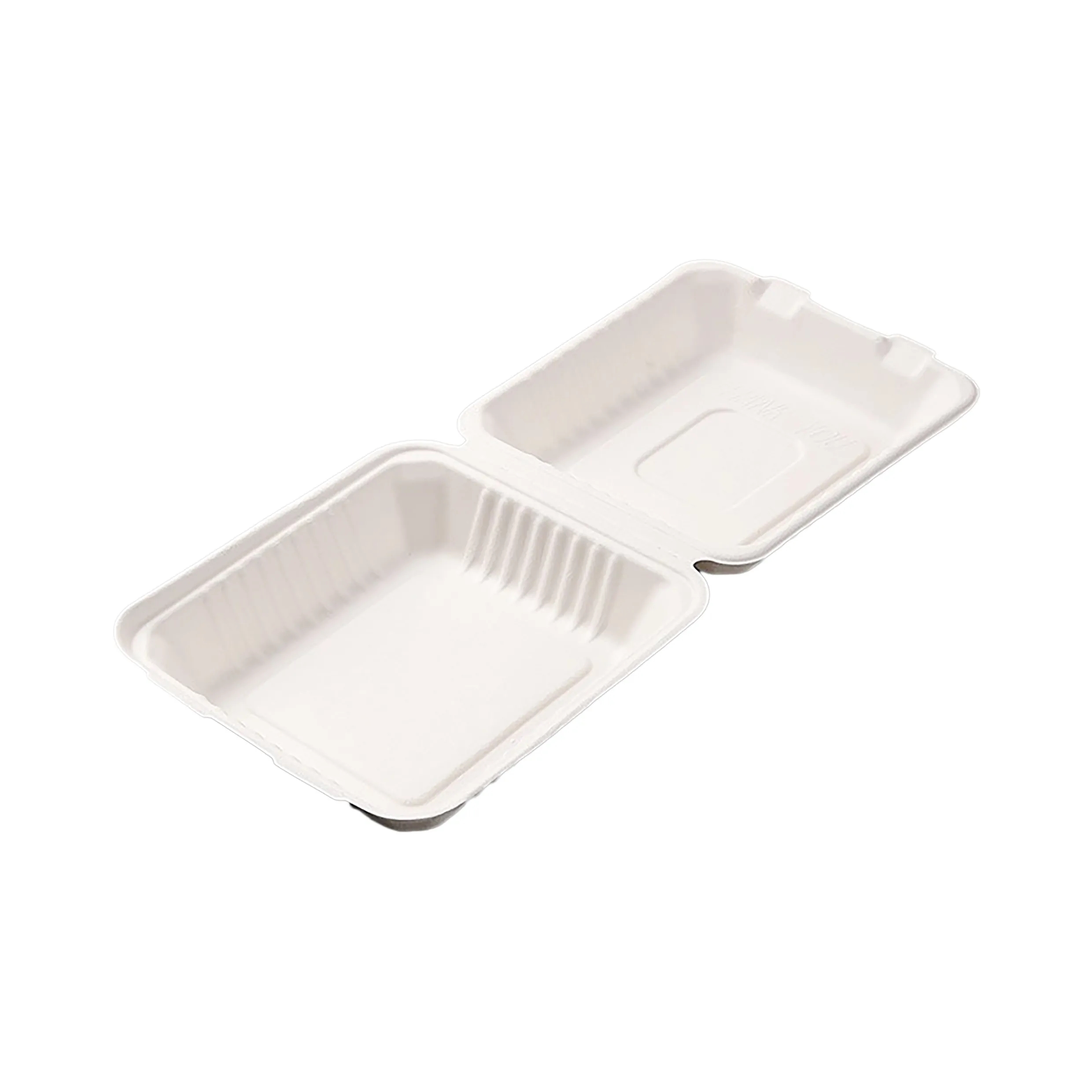 8x8" Compostable Clamshell Take Out Food Containers