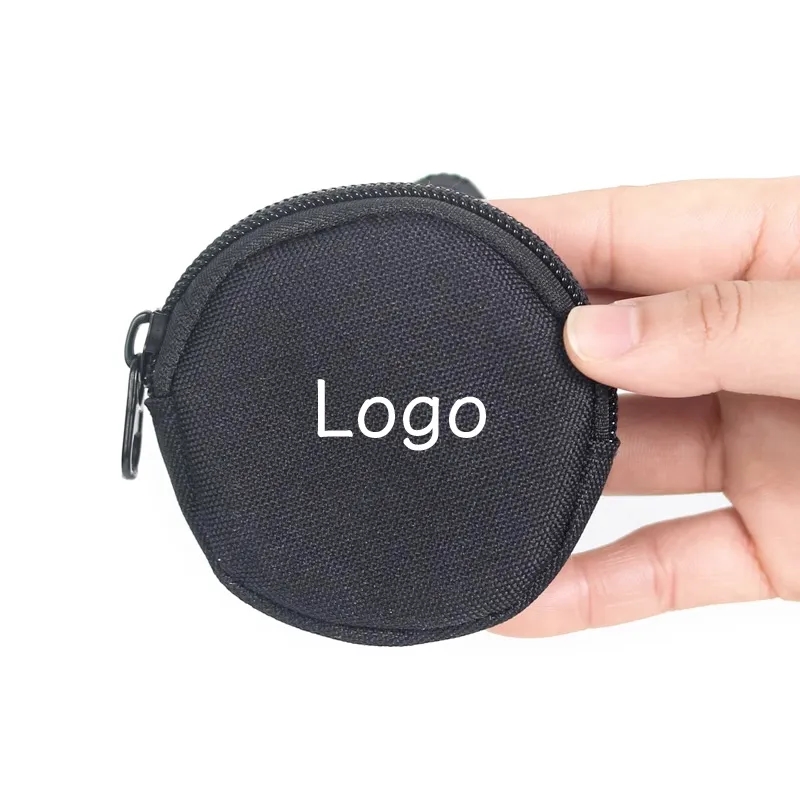 Mini Zippered Oxford Cloth Round Coin Purse Earbuds Case