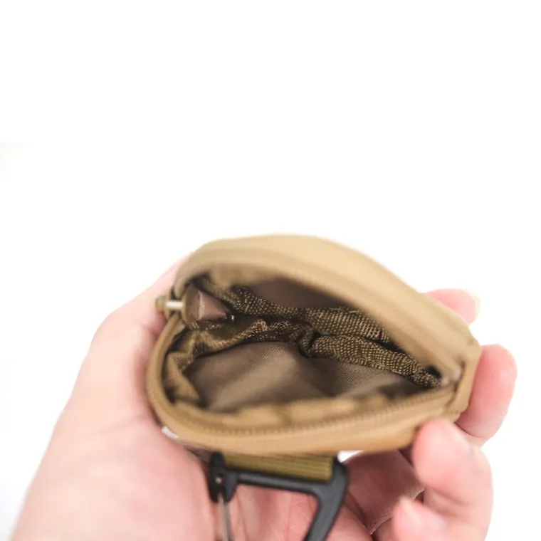 Zippered Mini Pouch Round Coin Purse Earbuds Case w/ Hook