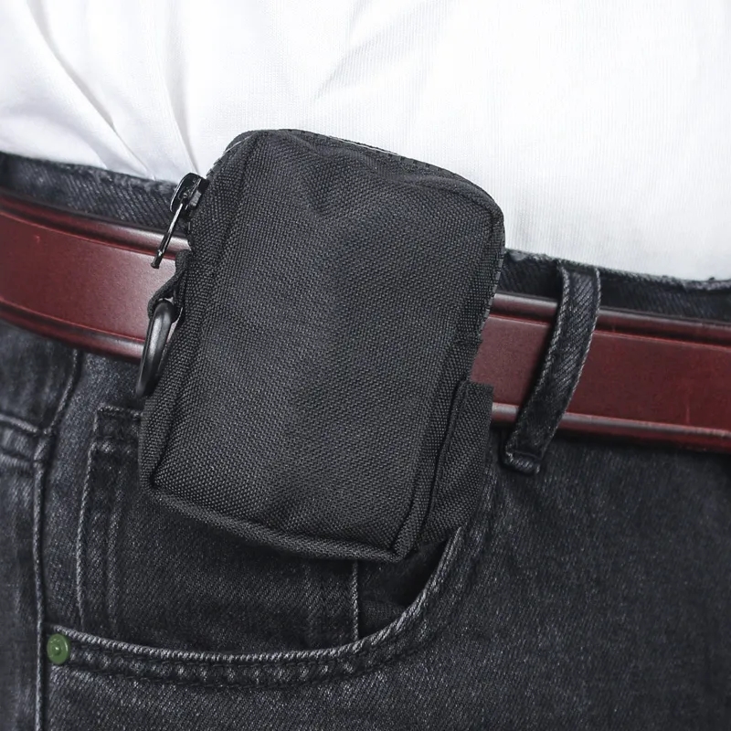 Compact Zippered Nylon Waist Storage Pouch