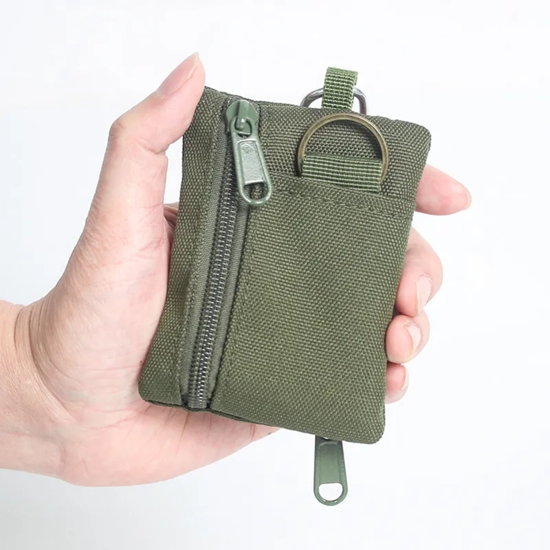 Zippered Nylon Mini Coin Purse Card Holder Pouch