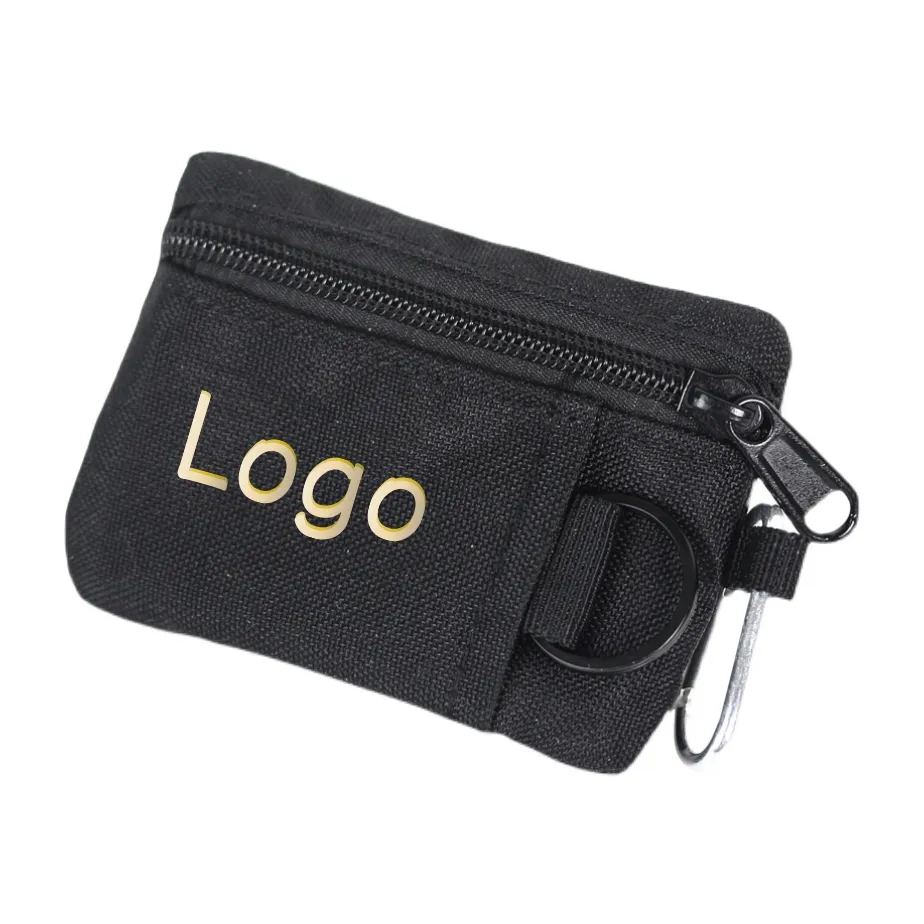 Zippered Nylon Mini Coin Purse Card Holder Pouch
